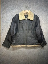 Stefanel Fliegerjacke Herren Größe M schwarz Leder Typ B-3 Mantel Lammfell