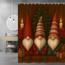 Christmas Gnome Shower Curtain - Festive Holiday Decor for Bath