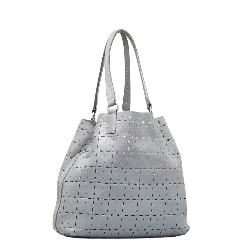 MIU MIU Punching Tote Leather 2way Shoulder Bag Light Blue with 