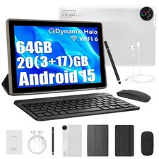 Android 15 Tablet 64GB 10.1 inch IPS HD Touchscreen Quad Core Dual Camera Set