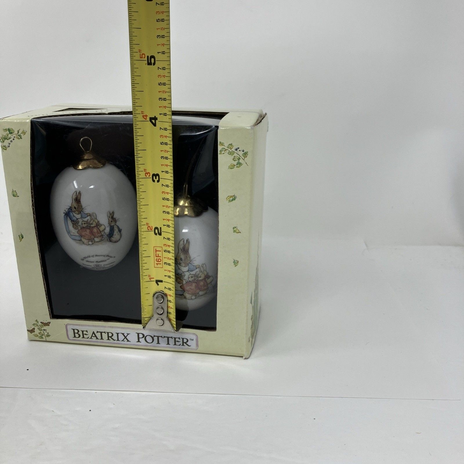 Porcelain Beatrix Potter Ornaments Two Reutter Porzella Eggs Peter Rabbit German