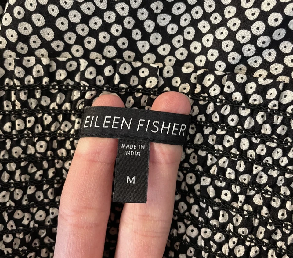 Saia Midi Eileen Fisher 100% Algodão Orgânico Estampada Tamanho M Bolsos Batidos - Imagem 3 de 4