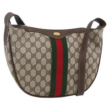 GUCCI GG Supreme Web Sherry Line Shoulder Bag PVC Beige 10 01 3840 Auth 153954