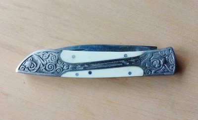 Taschenmesser vintage mit schöner Gravur Verzierung 20 cm mit Klinge - Bild 1 von 2