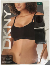 Women’s 2 Pack XL DKNY BRA Wireless Light Foam Padding BLACK & BROWN
