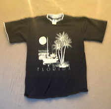 Vintage 80s 90s Florida Sailboat Palm Tree T-Shirt Belton USA Made Black L