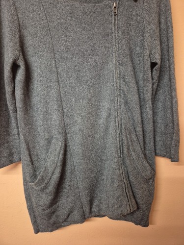 Jaeger Cardigan Grey Full Zip Pockets Wool Cashmere 19' P2P Size Medium - Picture 5 of 11