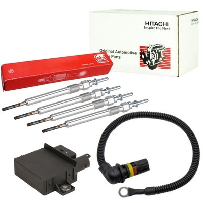 HITACHI Steuergerät Kabel + FEBI Glühkerzen für E90-93 E81-88 E60 E61 X1 X3 2.0D