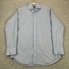 Proper Cloth Blue Oxford Dress Shirt Mens Medium 19x28 Spread Collar Custom Fit