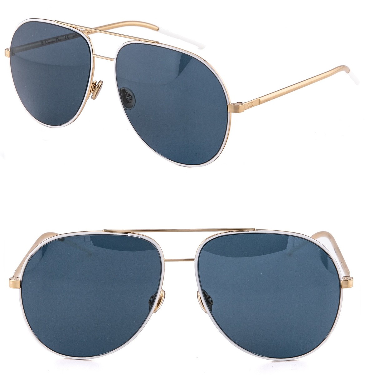 Christian Dior ASTRAL Gold White Blue Metal Aviator Sunglasses