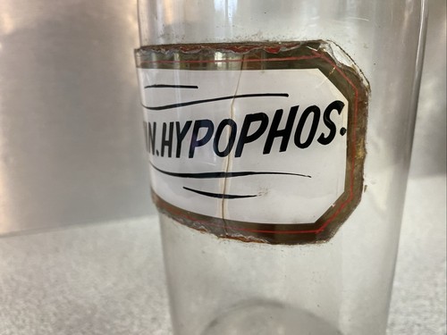 Antique Apothecary Label Under Glass Lg 8 5/8ths” Jar QUIN. HYPOPHOS. Quinine - Picture 3 of 8