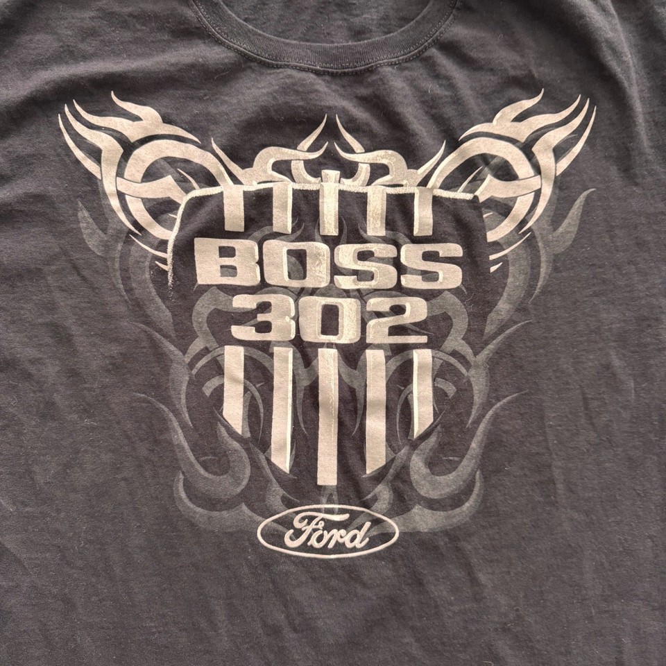 Ford Mustang Boss 302 T-Shirt Mens XL Black Short Sleeve Tribal Graphic ...