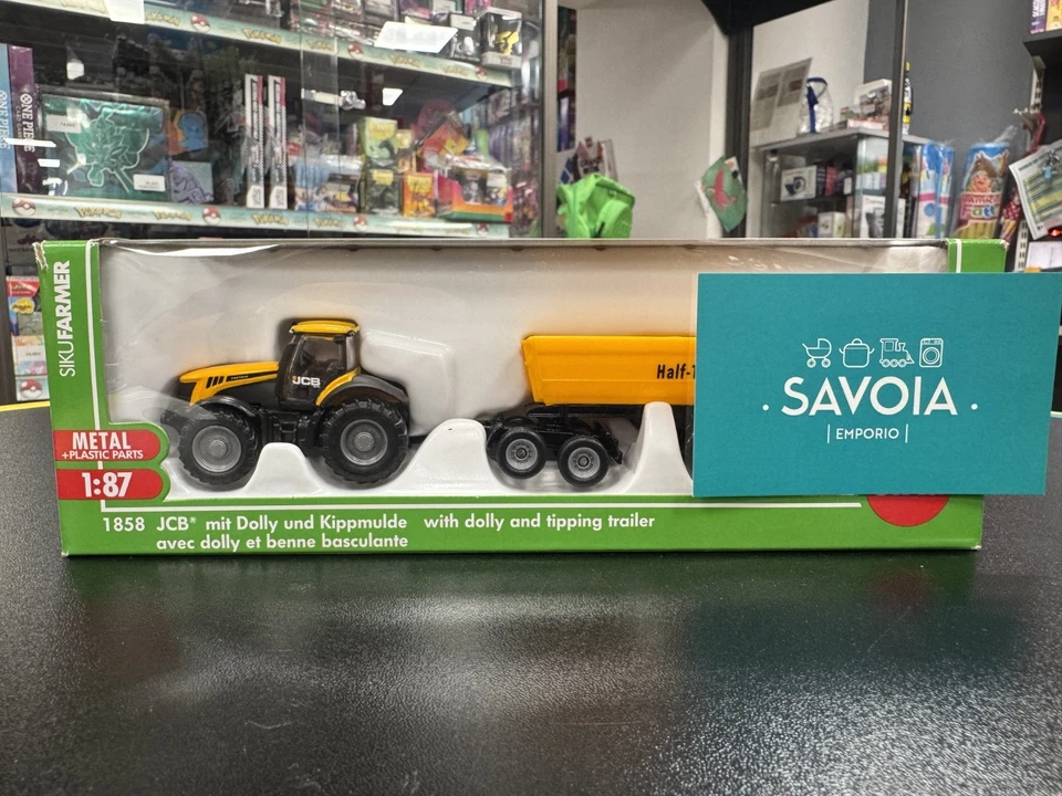 SIKU 1858- modellino 1:87 - TRATTORE JCB CON CARRELLO E RIMORCHIO RIBALTABILE - Immagine 2 di 4