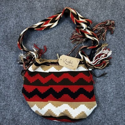 Kashi Handbags Mochila Crossbody Bag Womens Medium Multicolor Woven New Boho