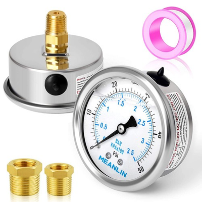 #ad 0 50psi Stainless Steel 1 4 Npt 2.5 Face Dial Liquid Filled Pressure Gauge Wog $19.89