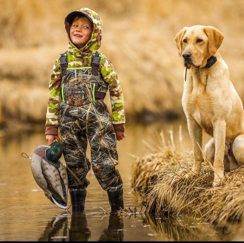 HISEA Kids Chest Waders Youth Fishing Waterproof Hunting W/ Boots Size 3 - Picture 2 of 5