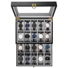 Scatola Porta Orologi in Legno Con 20 Scomparti a 2 Livelli per Uomo E Donna