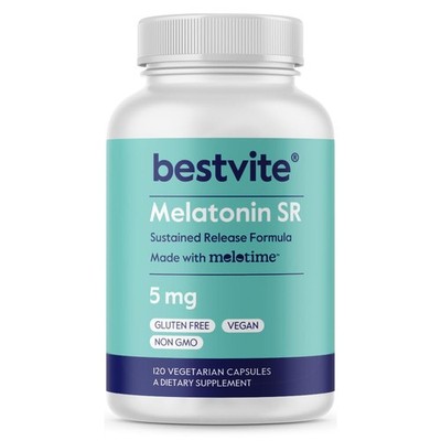 BESTVITE Melatonin SR 5mg (120 Vegetarian Capsules) - 120 Count (Pack of 1)