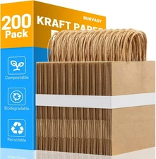 Brown Kraft Paper Bags with Handles 200-Pack Party Favor & Grocery