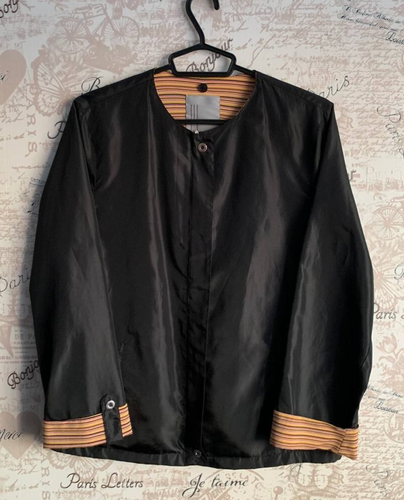 Vintage Missoni Womens Jacket Black Crewneck Striped Lining Mid Lenght Size 48