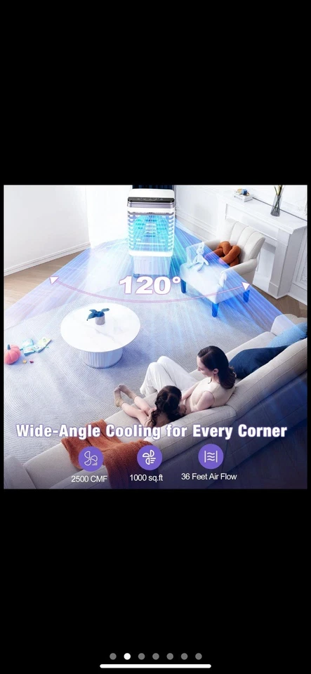 Enfriador/acondicionador de aire evaporativo 2500 CFM enfriador de pantano con tanque de agua de 6,87 galones Foto 2 de 4