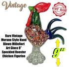 Vintage Murano Style Hand Blown Art Glass 9” Speckled Rooster Chicken Figurine