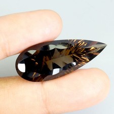Fancy Concave Cut Natural Clean Smoky Quartz Brazil 16.01ct 30x12mm Full Fire Nr