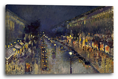 Lein-Wand-Bild Kunstdruck: Camille Pissarro The Boulevard Montmartre at Night 18