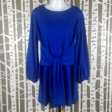 NEW Tie Waist Balloon Sleeve Textured Knit Dress Cobalt Blue 2XL