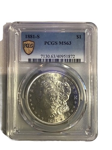 1881 S PCGS MS 63 40951872 Morgan Silver Dollar Gold Shield Bright White - Picture 3 of 9