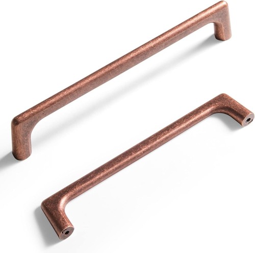Set of 6 Antique Copper Cabinet Pulls - Vintage Zinc Alloy Drawer Handles - Picture 3 of 9