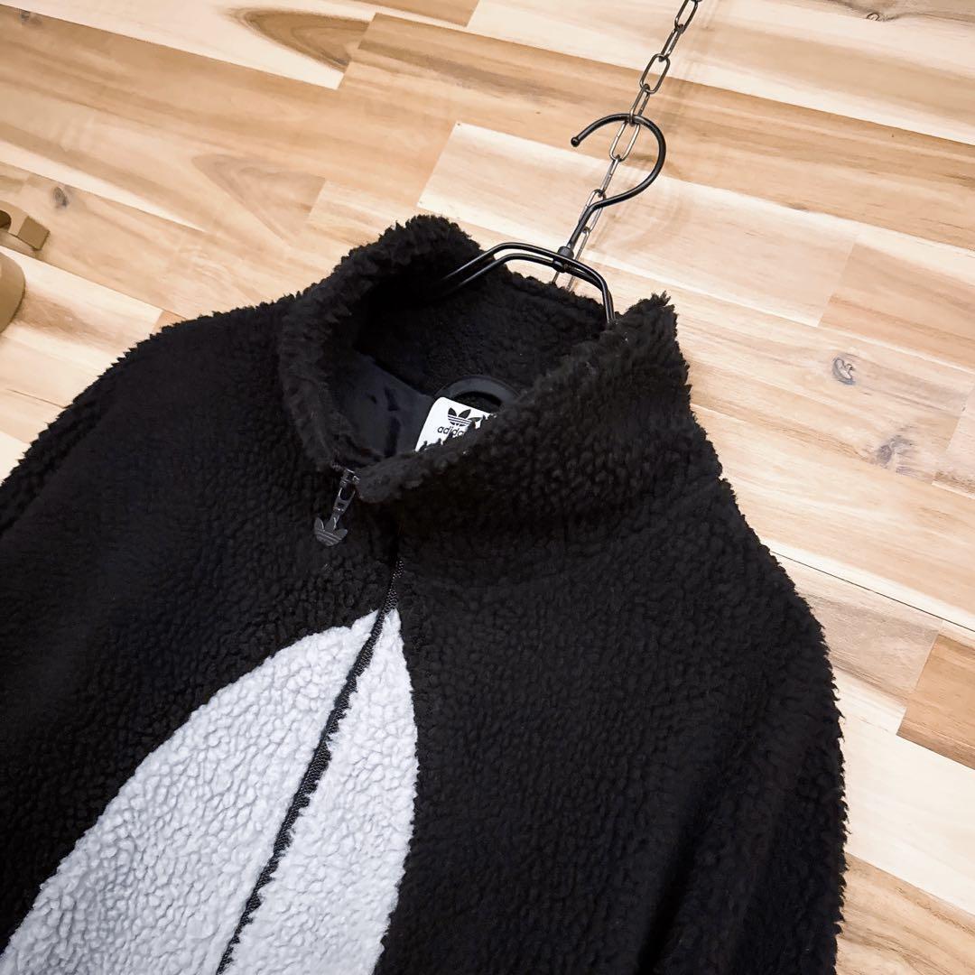 国内発送/adidas Originals OVERSIZE BOA SHERPA JACKET★unisex Adidas Oversize Sherpa Boa Jacket Black Gray size 2XO/3XL
