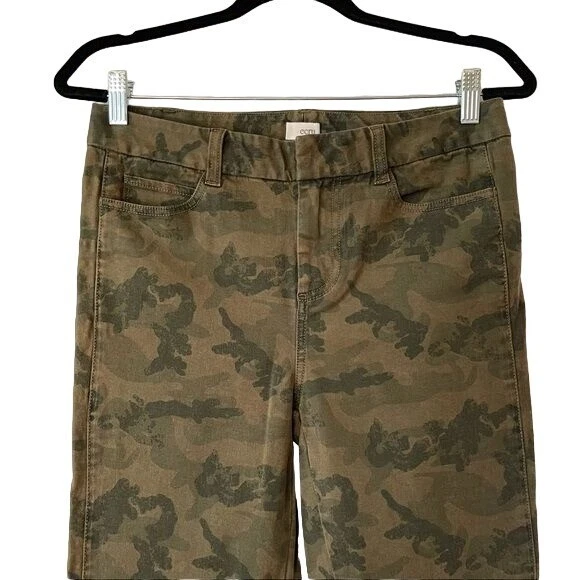 Pantalones de estilo cargo con cremallera en el tobillo y camuflaje ajustado crudo para mujer talla SM Denim Streetwear Foto 4 de 4