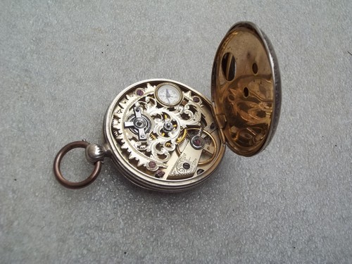 Antique Silver Pocket Watch With Compass - Picture 13 of 20