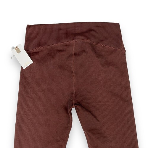 Good American Women Chocolate Brown Ribbed High Waisted Compression Leggings 3/4 - Picture 7 of 10