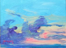 ORIGINAL ART HAND PAINTED COLORFUL SKY SUNSET WEATHER COLORFUL US BY SUE FURROW