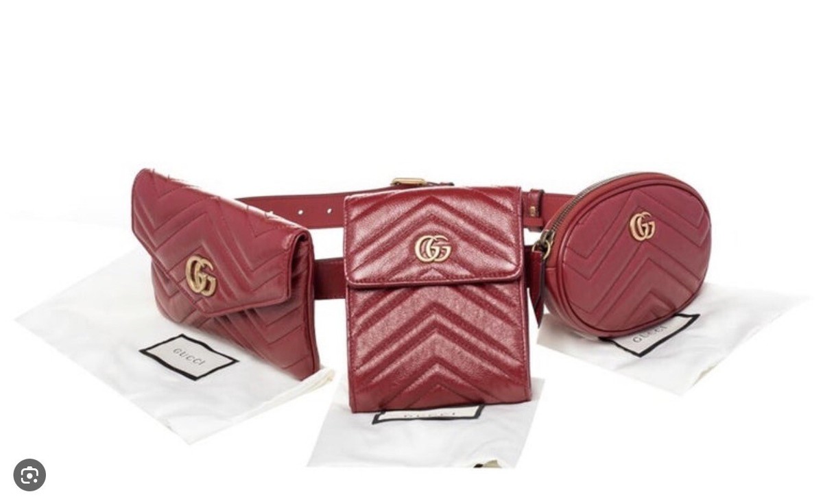 GUCCI GG MARMONT RED LEATHER BELT BAG Gucci Marmont GG leather belt bag | Vintage And Prestige main image 4