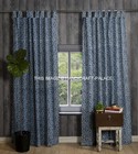 Hand Block Print Floral Curtains Cotton Tab Top Window Door Curtain Indian Decor
