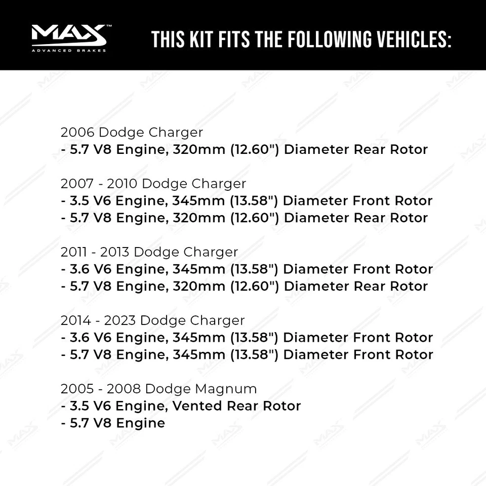 Front & Rear Drilled Slotted Rotors + Pads for Dodge Charger Challenger Magnum - Image 3 of 4