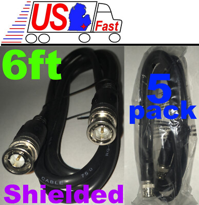 Lot5 6ft BNC RG59 Security/DSR/DVR Video Camera/Cam Coax/Coaxial Cable/Cord/Wire