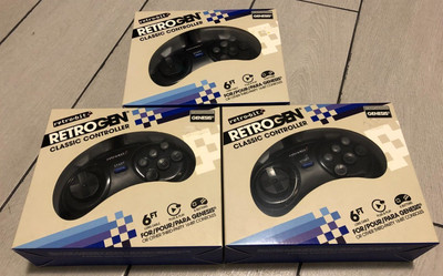 retro-bit SEGA GENESIS Classic Controller LOT x 3 RetroGen 6ft Cable NEW IN BOX