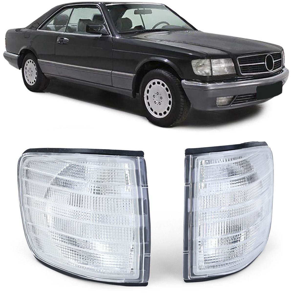 ベンツ サイン White Front Turn signals/ Indicators For Mercedes C126 SEC