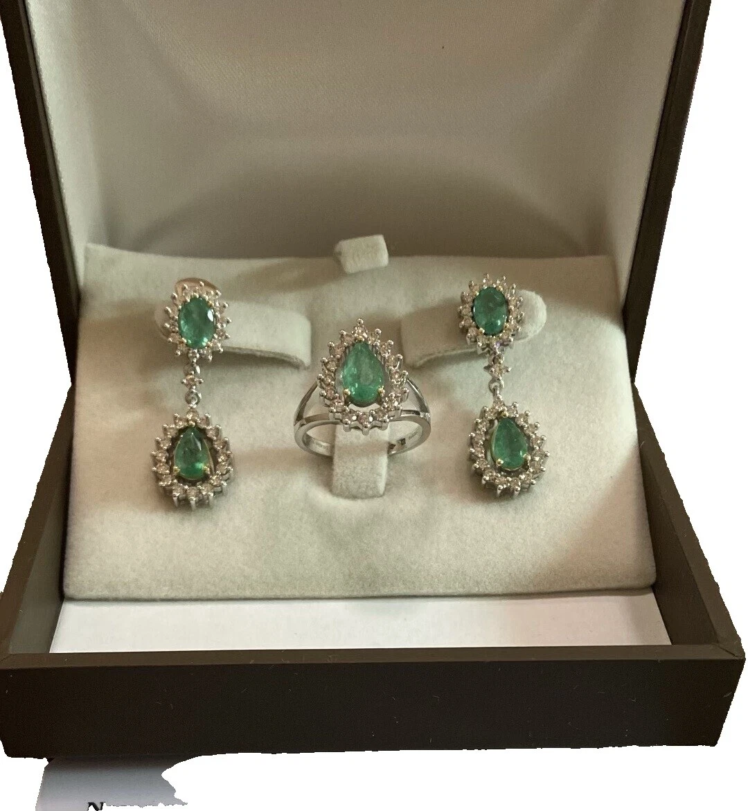 Joyería de Moda enchapado en oro blanco esmeralda