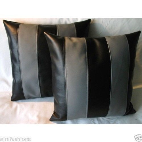 Cushion Cover Leather Pillow Throw Hair Decorative Genuine Decor Rug Black 7 - Picture 1 of 3