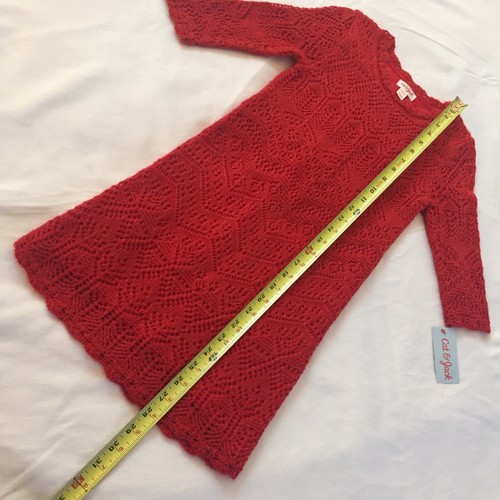 NWT - Cat & Jack Girls Red Crochet Dress Size 6/6X - Picture 7 of 11