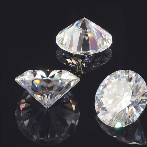 Lab Created Moissanite Loose Stone Green Round Brilliant Cut Diamond Test Passed - Picture 8 of 18