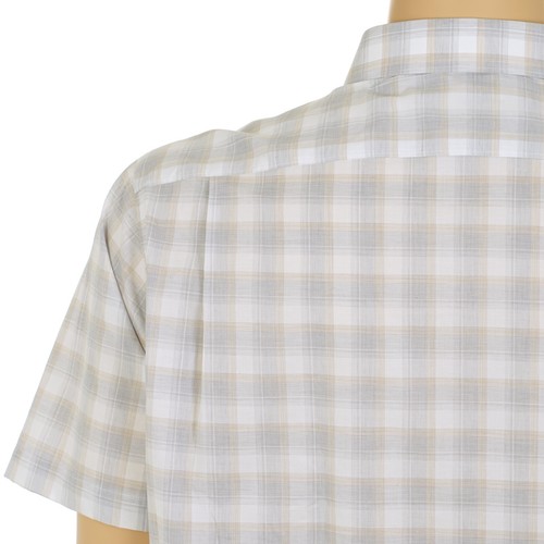 HART SCHAFFNER MARX Men's 3XT Short Sleeve TAN, WHITE & GRAY CHECK Woven SHIRT - 第 11/11 張圖片