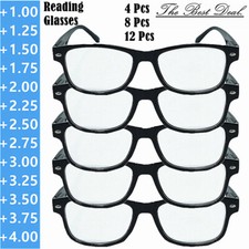 4-12 Pcs Lot Unisex Reading Glasses Retro Style Black Classic Readers All Powers