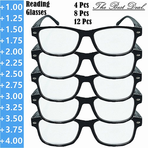 4-12 Pcs Lot Unisex Reading Glasses Retro Style Black Classic Readers All Powers
