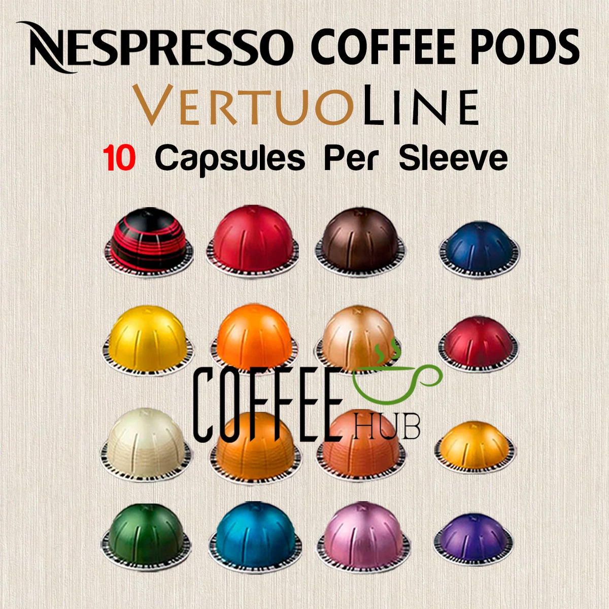 Nespresso Coffee Pods 10 Capsules 1 Sleeve Vertuoline Vertuo Line Single Serve Intenso/Double Espresso/Gran Lungo/Limited Edition All Flavors (10 Pods